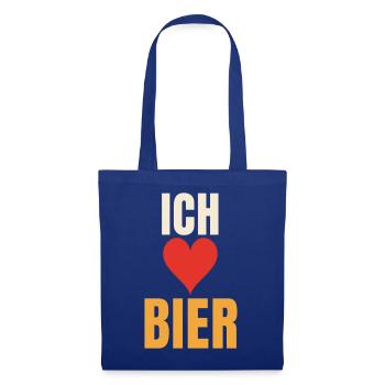 Ich liebe Bier Herz Spruch Bierliebhaber Geschenk - Stoffbeutel - Royalblau - Vorne