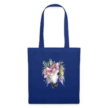 Pferd Blumen einhorn - Stoffbeutel - Royalblau - Vorne