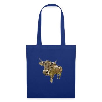 Vache drôle - Sac en tissu - bleu royal - Devant