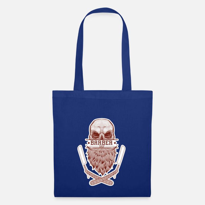 Ein Totenkopf mit Bart, umrahmt von Rasierklingen. - Stoffbeutel - Royalblau