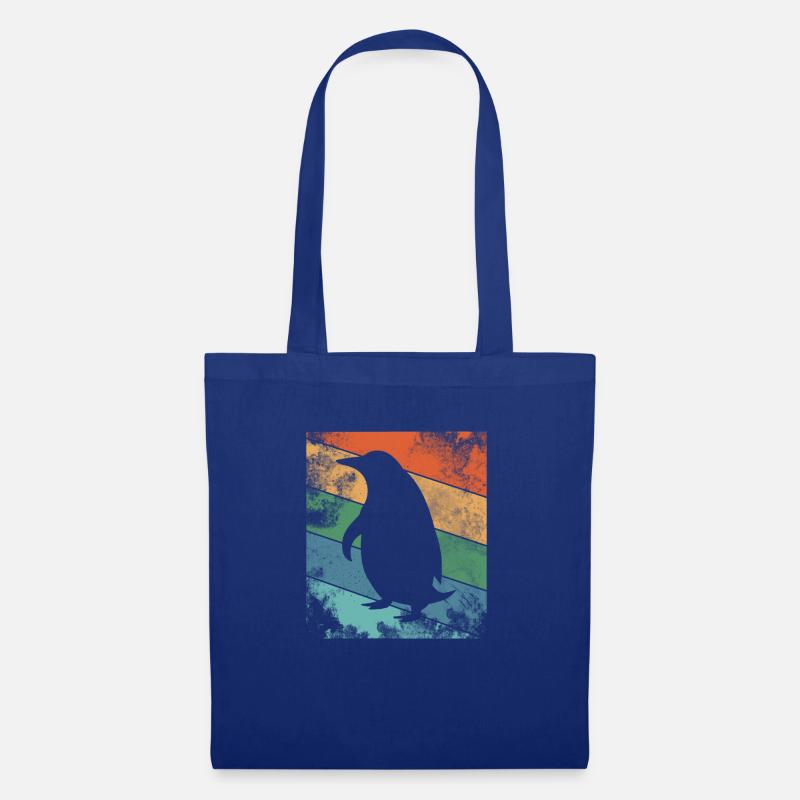 Retro Pinguin Bunt - Stoffbeutel - Royalblau