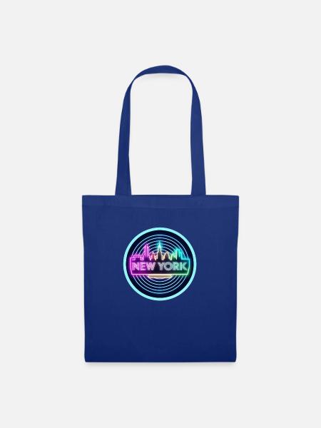 1980er Synthwave Neon New York - Retro-Neon-Vibes - Stoffbeutel - Royalblau