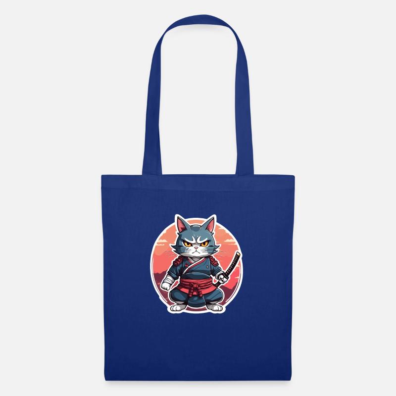 Samurai-Katze #16 - Stoffbeutel - Royalblau