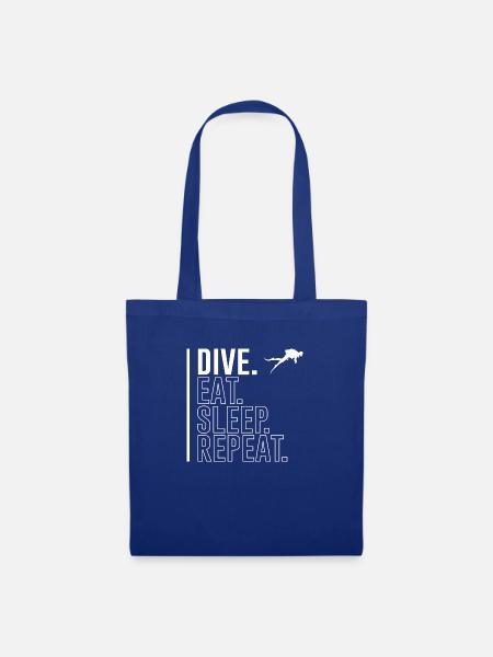 Taucher eat sleep dive repeat lustige Spruch - Stoffbeutel - Royalblau