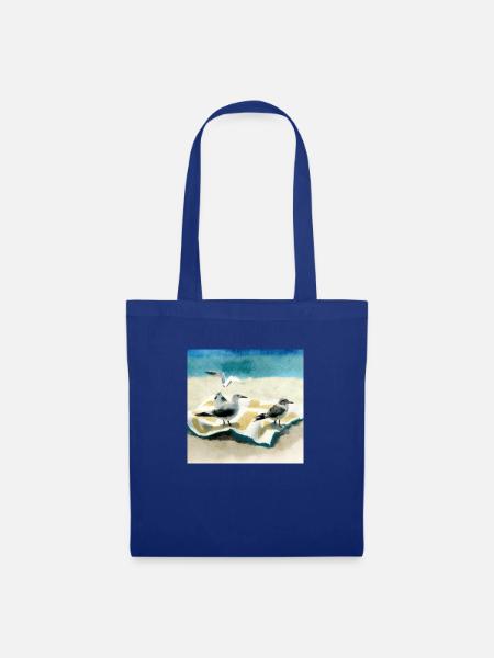 Seagulls on a towl at the beach - Stoffbeutel - Royalblau