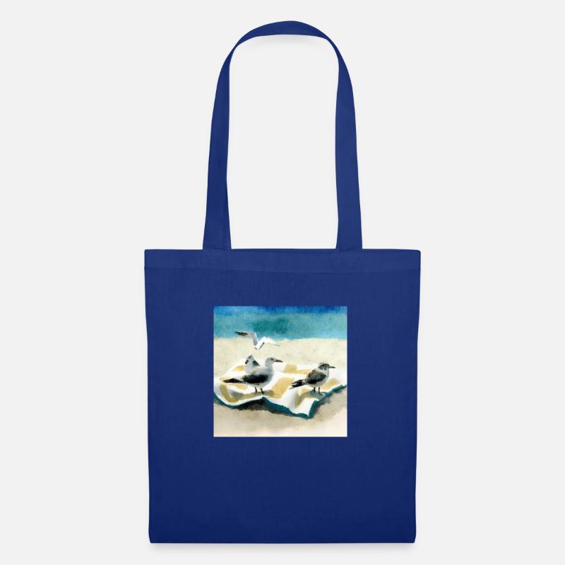 Seagulls on a towl at the beach - Stoffbeutel - Royalblau