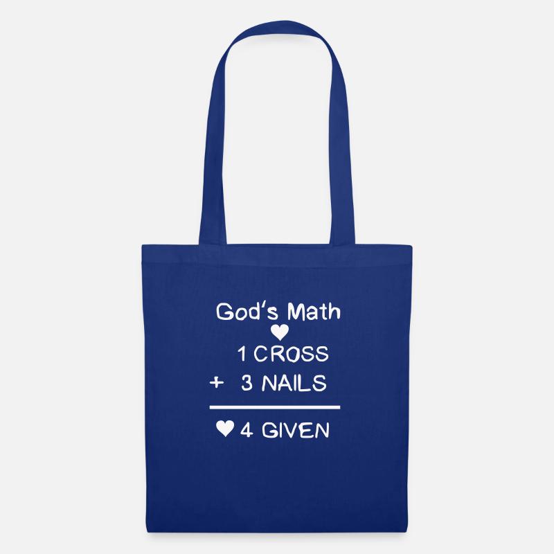 Gods Math 1 Cross + 3 Nails, 4 Given - Stoffbeutel - Royalblau
