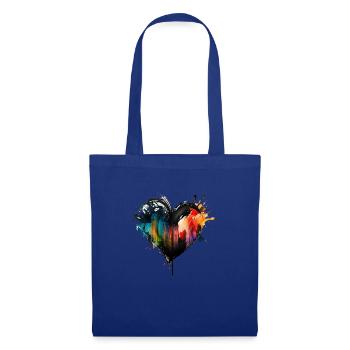 Herz Farbtropfen Bunt - Stoffbeutel - Royalblau - Vorne