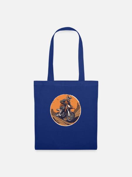Motocross, Offroad-Motorradrennen, Dirtbiken - Stoffbeutel - Royalblau