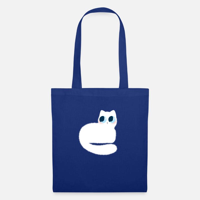 white cat - Stoffbeutel - Royalblau