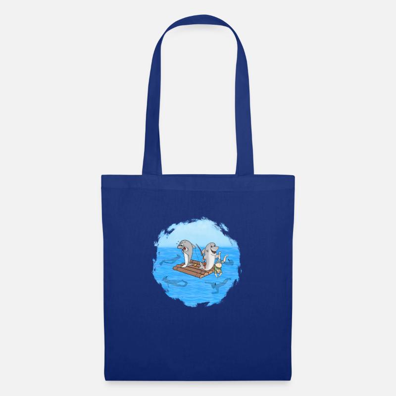 Haie auf Floß - Stoffbeutel - Royalblau