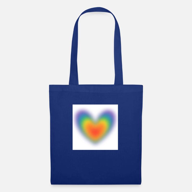 Regenbogen Herz - Stoffbeutel - Royalblau