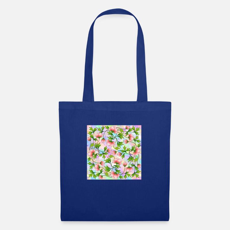 Blumen - Stoffbeutel - Royalblau