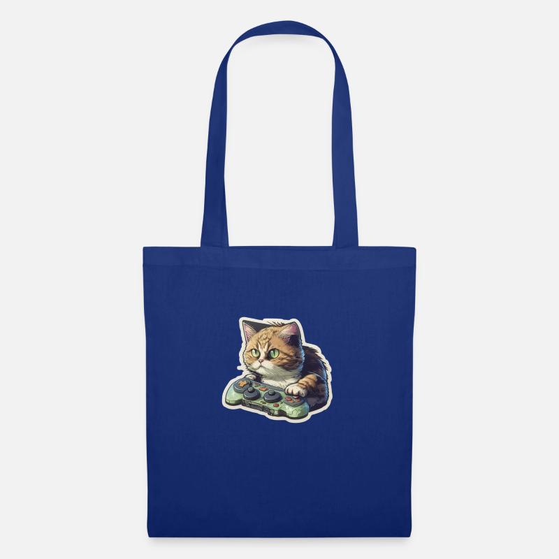 Gaming Katze - Stoffbeutel - Royalblau