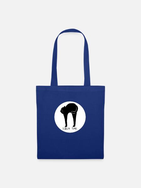 CAT YOGA TIME - Design5 - Stoffbeutel - Royalblau