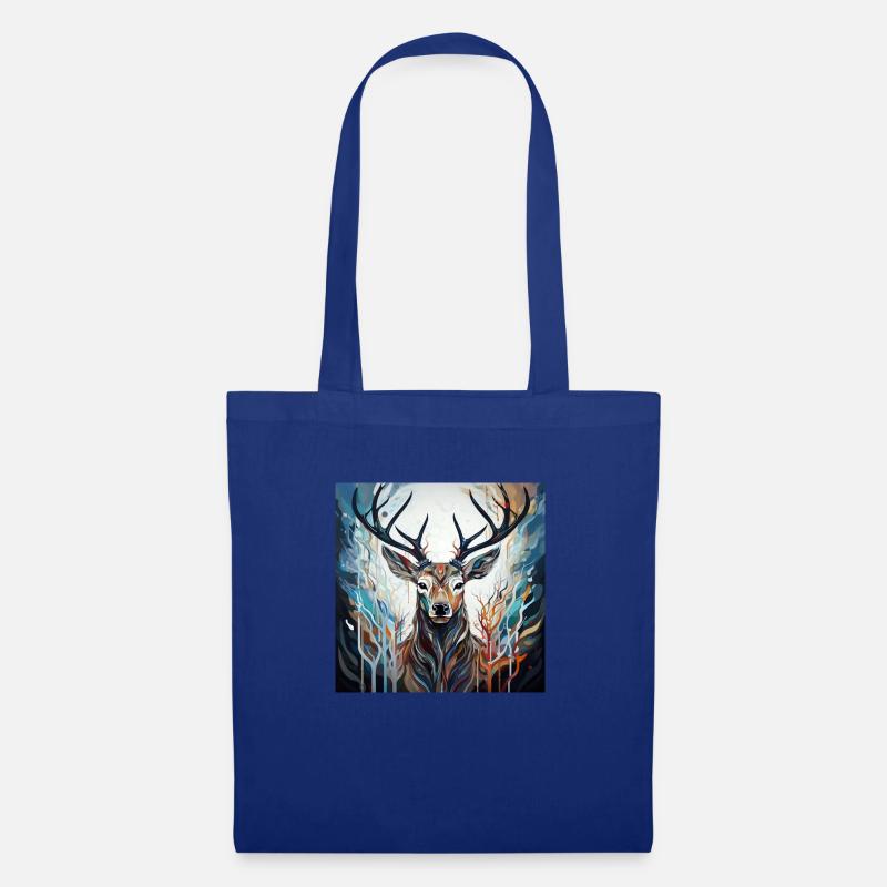 Bunter abstrakter Hirsch - Stoffbeutel - Royalblau