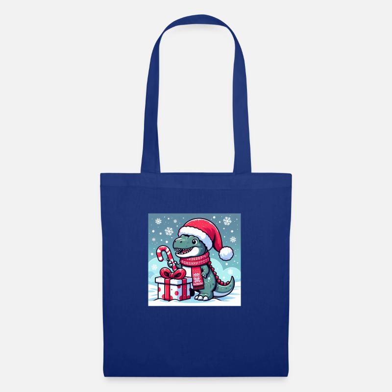 T-Rex de Noël - Sac en tissu - bleu royal