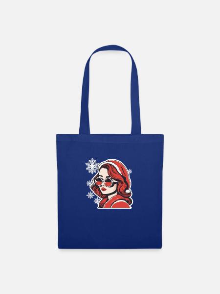 Mädchen Weihnachten Zeichnung - Stoffbeutel - Royalblau