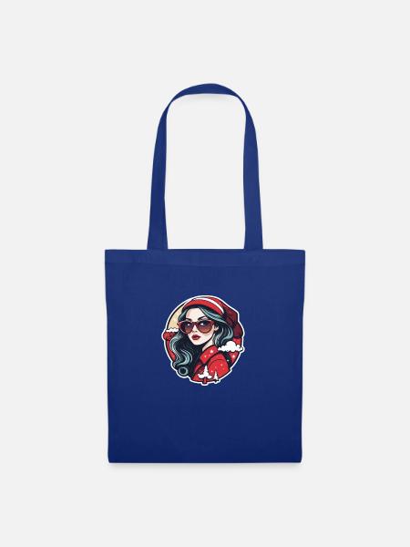 Mädchen Weihnachten Illustration - Stoffbeutel - Royalblau
