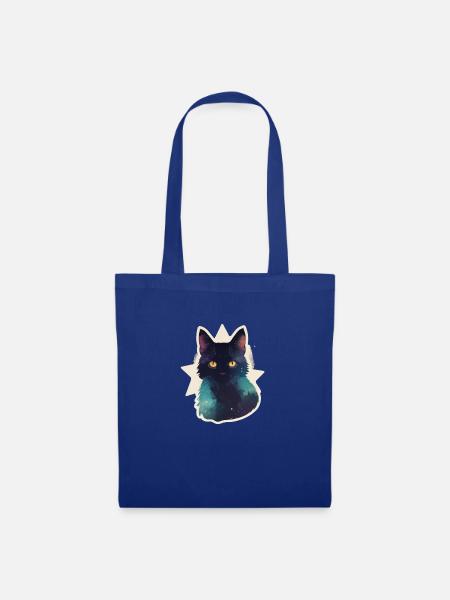 Katze in den Sternen - Stoffbeutel - Royalblau