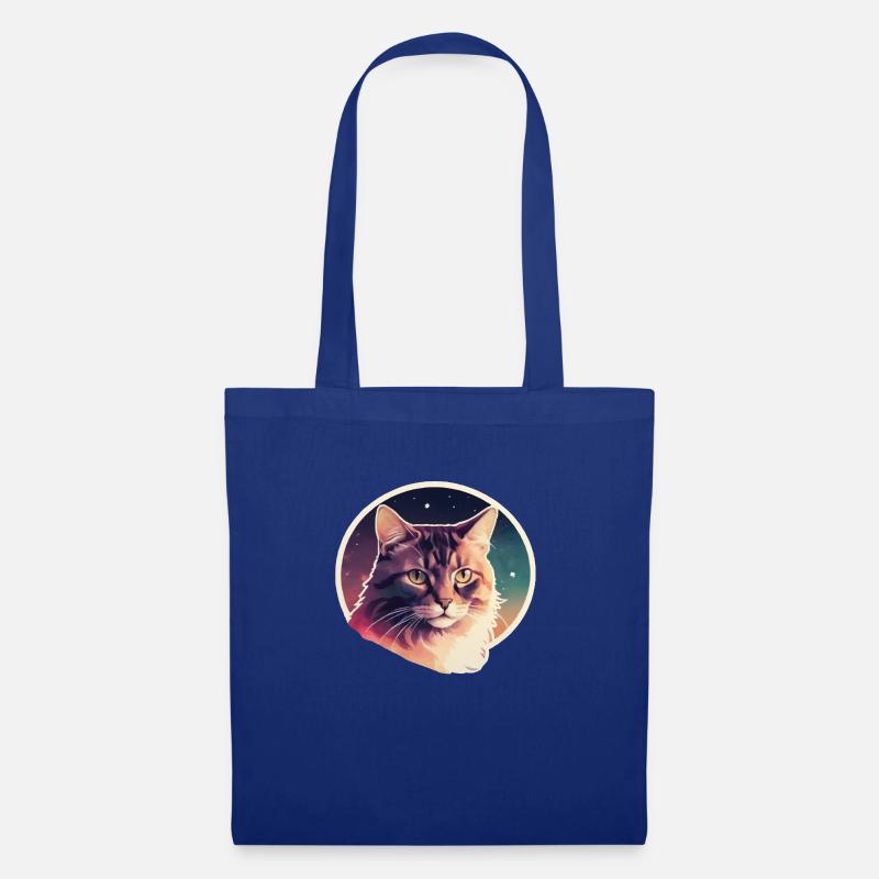 Katze in den Sternen - Stoffbeutel - Royalblau