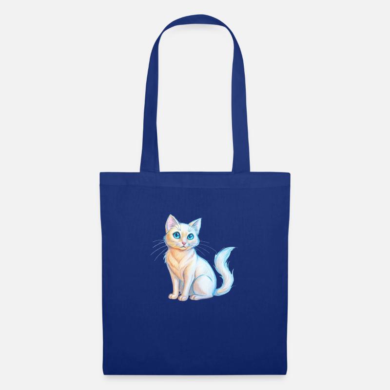 cat hand drawn pencil - Stoffbeutel - Royalblau