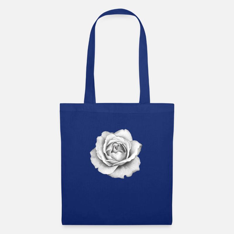 Weiße Rose - Stoffbeutel - Royalblau