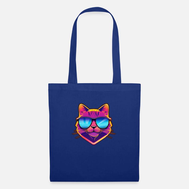Coole Katze mit Sonnenbrille - Stoffbeutel - Royalblau
