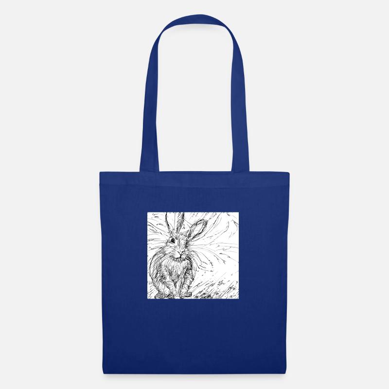 Gezeichneter Hase - Stoffbeutel - Royalblau