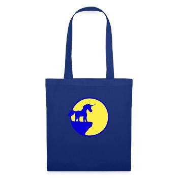 Unicorn Cliff Moon Mountain Round Night Cute Silhouette - Tote Bag - royal blue - Front
