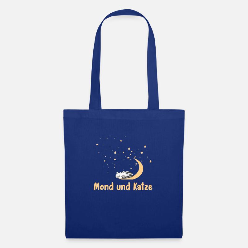 Lune et chat - Sac en tissu - bleu royal