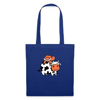 Tortue d’eau vache 2 amis équipe équitation mignon - Sac en tissu - bleu royal - Devant