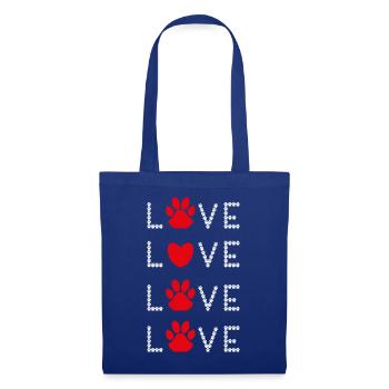 Love Hundepfoten mit rotem Herz und viel Liebe. - Stoffbeutel - Royalblau - Vorne