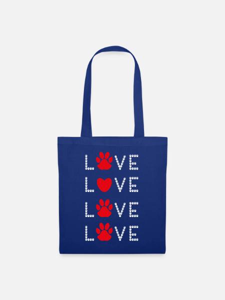 Love Hundepfoten mit rotem Herz und viel Liebe. - Stoffbeutel - Royalblau