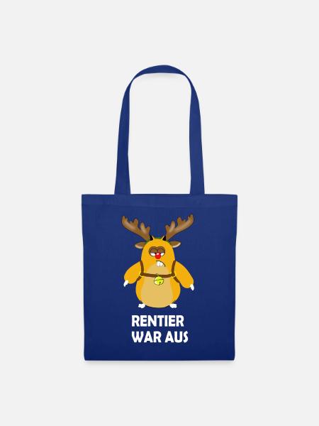 Rentier war aus / X mas / Weihnachten - Stoffbeutel - Royalblau