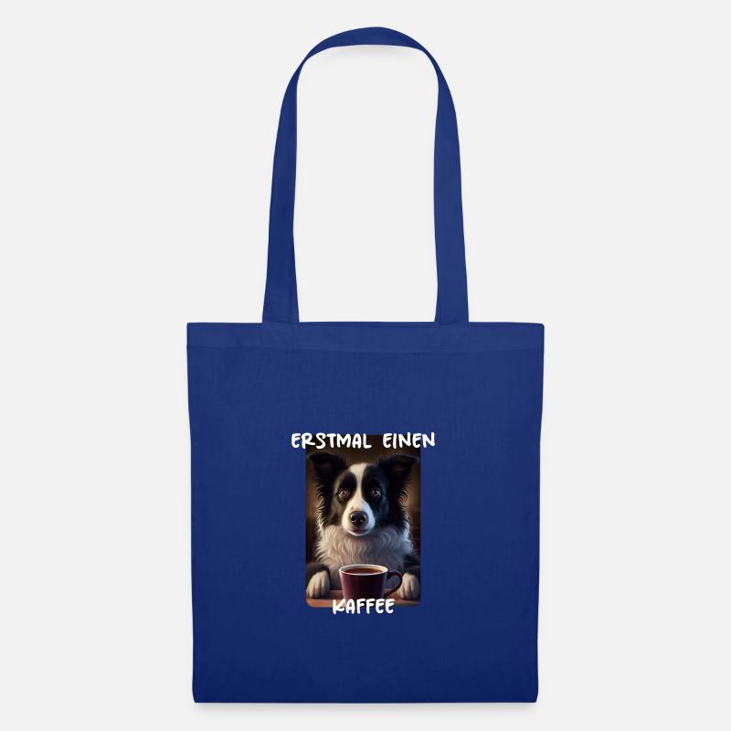 Border Collie - Erstmal einen Kaffee (DE) 2 - Stoffbeutel - Royalblau