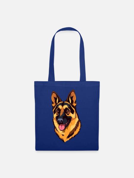 Schäferhund Gesicht Kopf German Shepherd Geschenk - Stoffbeutel - Royalblau