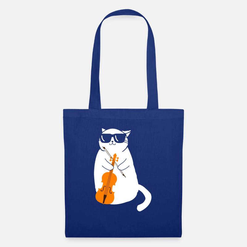 Violine Cat Geige Katze - Stoffbeutel - Royalblau