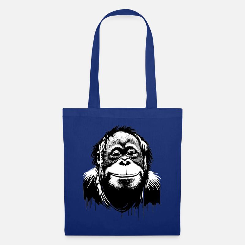 Grinsendes Orang Utan Gesicht | Affe lächelt - Stoffbeutel - Royalblau