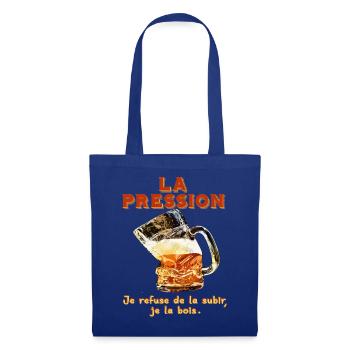 La Pression: Je Bois La Bois - Sac en tissu - bleu royal - Devant