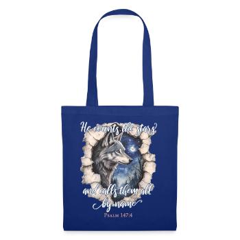 Wolf Christliches Zitat - Stoffbeutel - Royalblau - Vorne