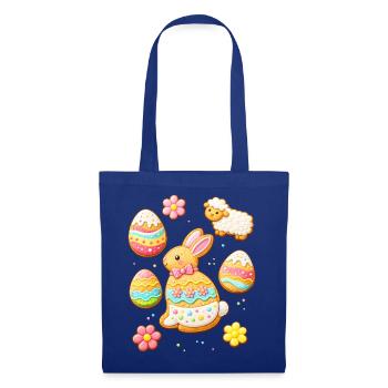 Easter Cookies Set with Bunny and Lamb Illustration - Tote Bag - royal blue - Front