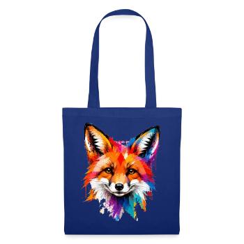 Bunter Fuchs mit Farbklecksen - Stoffbeutel - Royalblau - Vorne