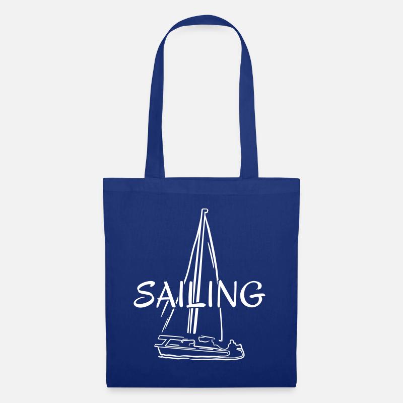 Segeln, Segelboot - Sailing - Stoffbeutel - Royalblau