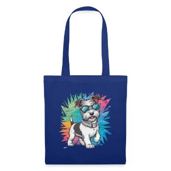 Dandie Dinmont Terrier im Cartoon Design - Stoffbeutel - Royalblau - Vorne