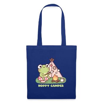 Mignonne grenouille au Campfire Hoppy Camper Pun - Sac en tissu - bleu royal - Devant