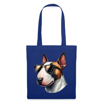 Bullterrier mit Sonnenbrille - Stoffbeutel - Royalblau - Vorne