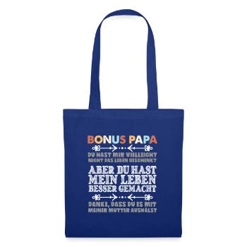 Geschenkidee für Bonuspapa Ziehpapa Stiefpapa - Stoffbeutel - Royalblau - Vorne