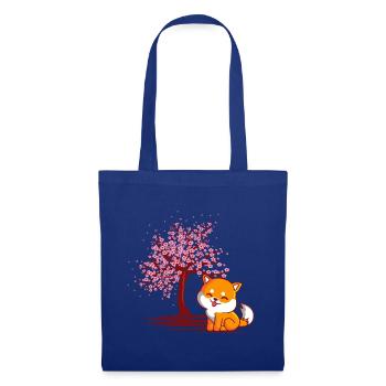 Shiba Inu chien fleur de cerisier japonais - Sac en tissu - bleu royal - Devant