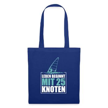 Leben beginnt mit 25 Knoten Surfen Windsurfen - Stoffbeutel - Royalblau - Vorne